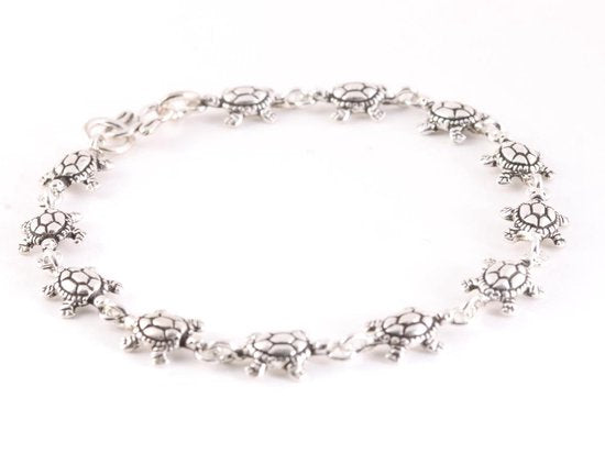 Fijne zilveren armband met schildpadden afbeelding 2