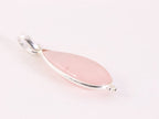 Lange druppelvormige zilveren hanger met rozenkwarts aan ketting afbeelding 2