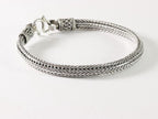 Zware zilveren snake armband met bewerkte sluiting afbeelding 2