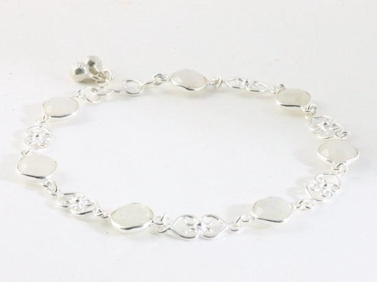 Zilveren enkelband met regenboog maansteen afbeelding 2