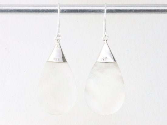 Traditionele bewerkte zilveren oorbellen met parelmoer en amethist afbeelding 2