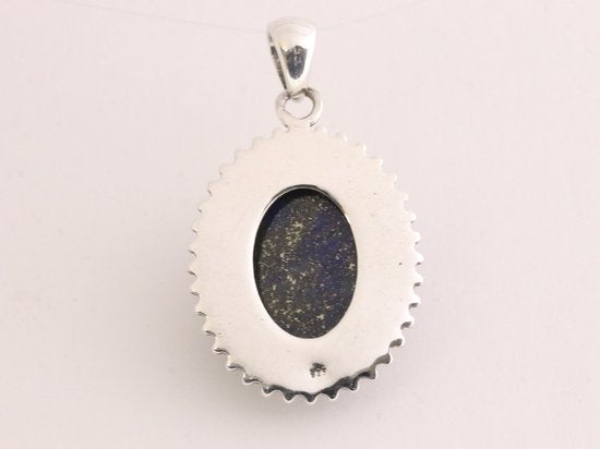 Bewerkte zilveren hanger met lapis lazuli afbeelding 3
