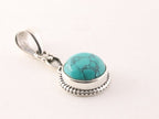 Fijne bewerkte zilveren hanger met turkoois aan ketting afbeelding 2