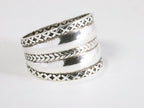 Brede zilveren ring met kabelpatronen afbeelding 1