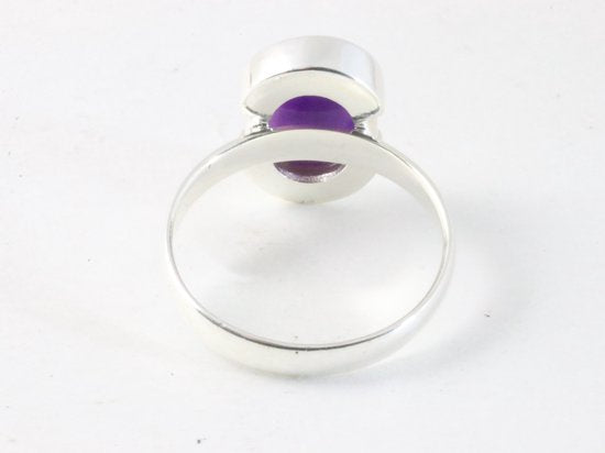 Hoogglans zilveren ring met paarse agaat afbeelding 3