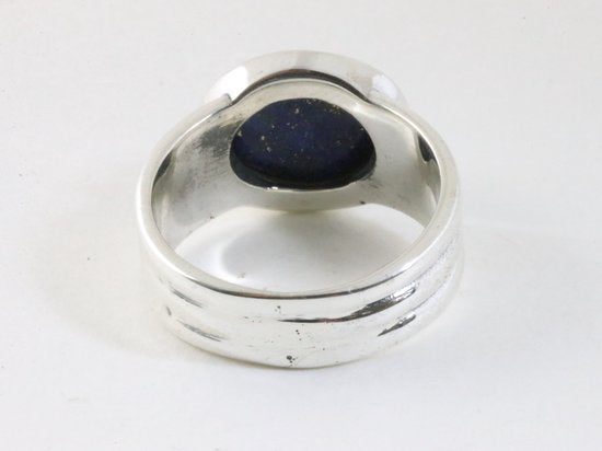 Zware zilveren ring met lapis lazuli afbeelding 3