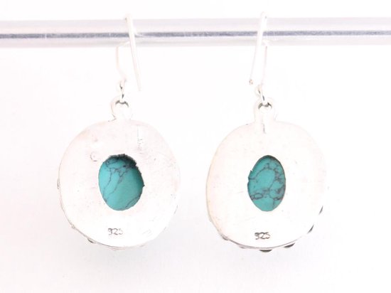 Bewerkte zilveren oorbellen met turkoois afbeelding 3