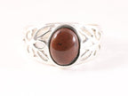 Opengewerkte zilveren ring met rode obsidiaan afbeelding 4