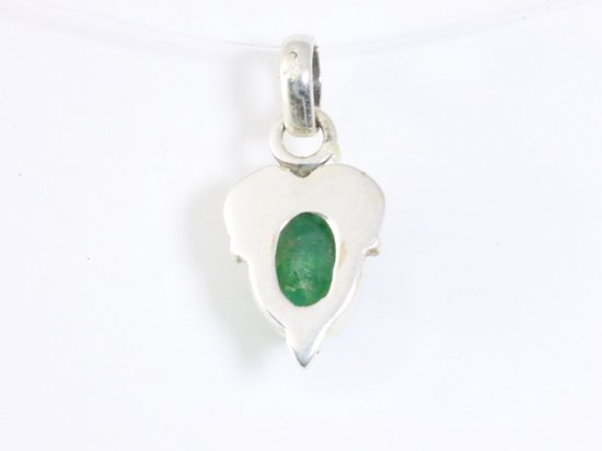 Fijne bewerkte zilveren hanger met smaragd afbeelding 3