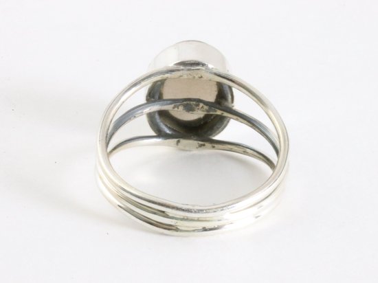 Opengewerkte zilveren ring met rookkwarts afbeelding 3