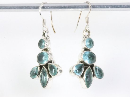 Zilveren oorbellen met blauwe topaas afbeelding 2