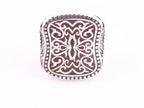Zware bewerkte zilveren herenring met niëllo decoratie afbeelding 2