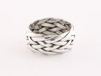 Zware gevlochten zilveren ring afbeelding 1