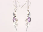 Lange zilveren oorbellen met amethist en blauwe topaas afbeelding 2