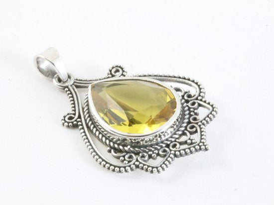 Bewerkte zilveren hanger met citrien afbeelding 2