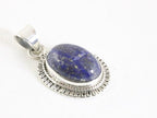 Fijne bewerkte ovale zilveren hanger met lapis lazuli afbeelding 2