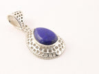 Opengewerkte druppelvormige zilveren hanger met lapis lazuli afbeelding 2