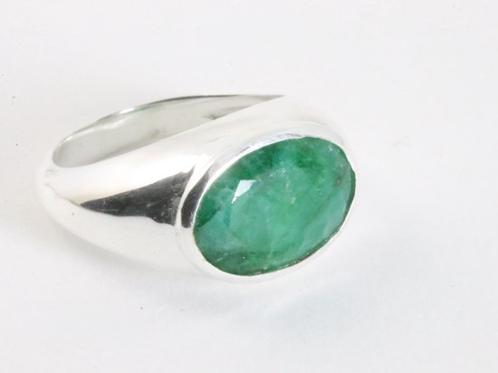Zilveren ring met smaragd afbeelding 1