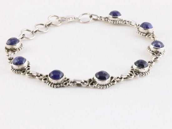 Bewerkte zilveren schakelarmband met sodaliet afbeelding 2