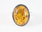 Ovale zilveren ring met amber afbeelding 4