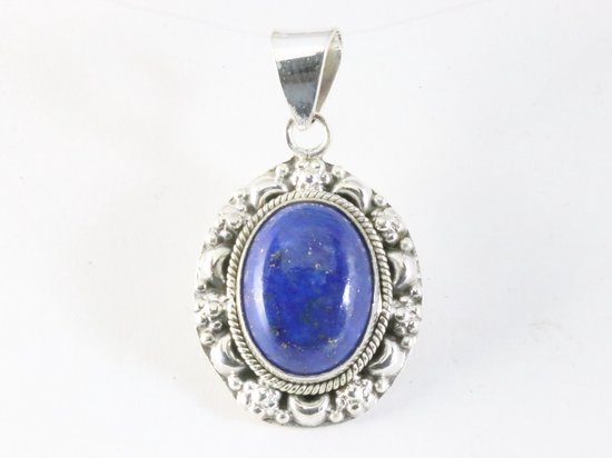 Bewerkte zilveren hanger met lapis lazuli afbeelding 1
