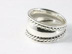 Brede hoogglans zilveren ring met kabelpatronen afbeelding 2