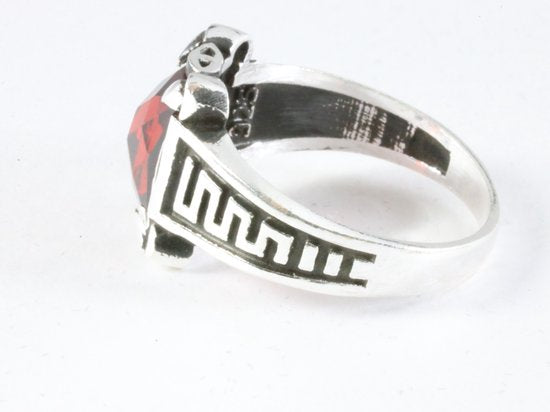 Bewerkte zilveren ring met granaat afbeelding 2