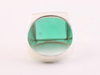 Hoogglans zilveren zegelring met groene agaat afbeelding 3