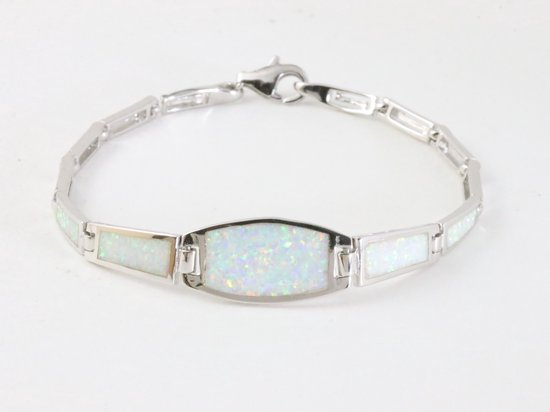 Hoogglans zilveren armband met welo opaal afbeelding 1