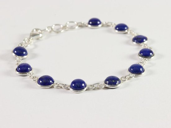 Fijne zilveren schakelarmband met lapis lazuli afbeelding 2