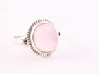 Bewerkte zilveren ring met rozenkwarts afbeelding 1