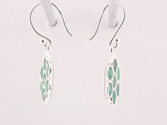 Fijne ronde zilveren oorbellen met smaragd afbeelding 2