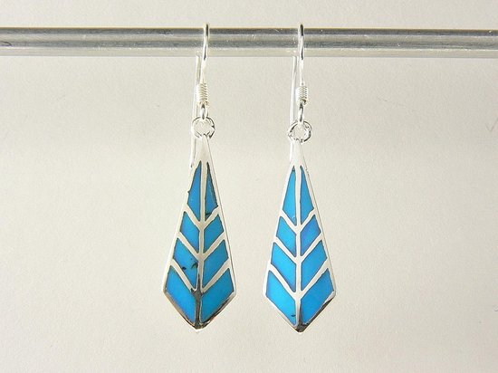 Zilveren oorbellen met blauwe turkoois afbeelding 3