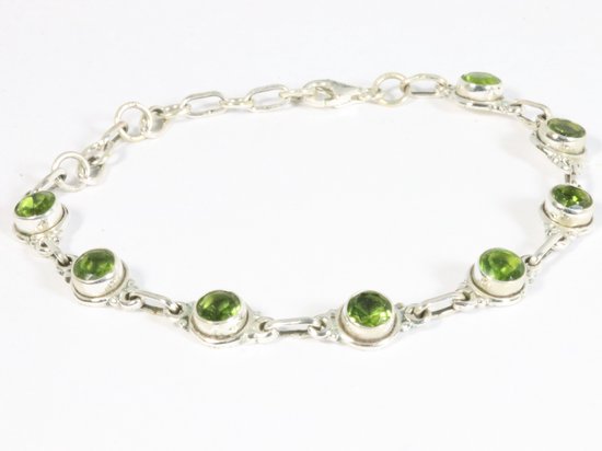 Fijne zilveren armband met peridoot afbeelding 2