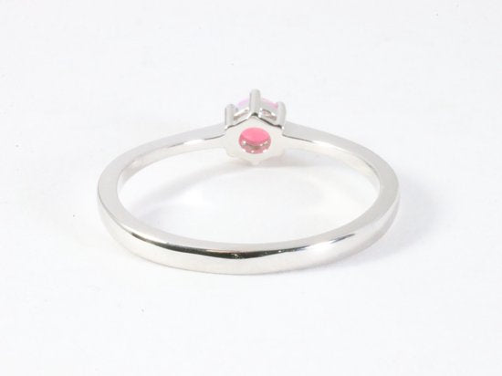 Fijne hoogglans zilveren ring met roze opaal afbeelding 3