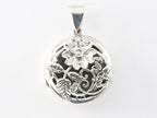 Rond opengewerkt zilveren medaillon met bloem afbeelding 4