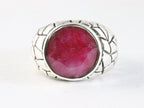 Zware bewerkte zilveren ring met robijn afbeelding 4