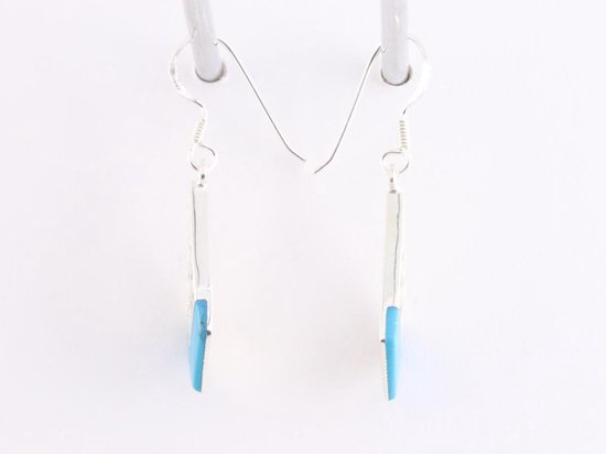 Opengewerkte zilveren oorbellen met blauwe turkoois afbeelding 2