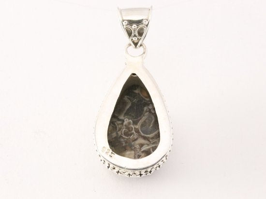 Traditionele bewerkte zilveren hanger met turitella agaat afbeelding 3