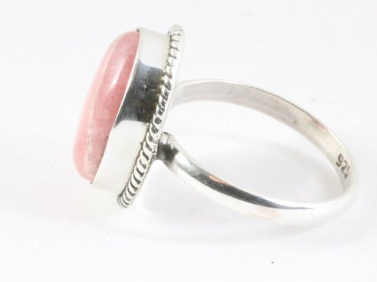 Bewerkte ovale zilveren ring met rhodochrosiet afbeelding 2