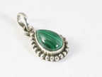 Fijne bewerkte druppelvormige zilveren hanger met malachiet afbeelding 2