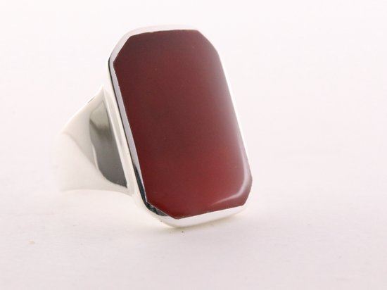 Zware zilveren herenring met carneool afbeelding 1