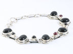 Zware zilveren armband met onyx en granaat afbeelding 2