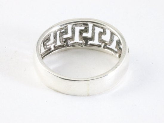 Fijne opengewerkte zilveren ring met Grieks motief afbeelding 3