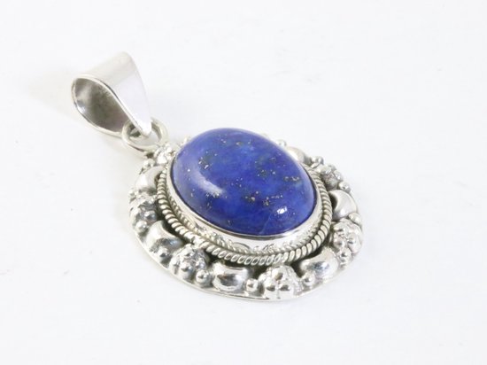 Bewerkte zilveren hanger met lapis lazuli afbeelding 2