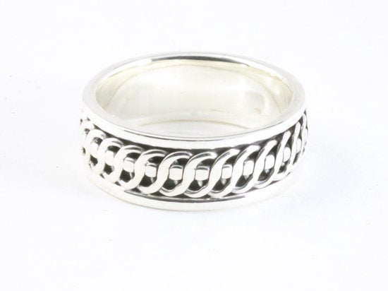 Zware zilveren ring met kabelpatroon afbeelding 1