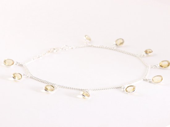 Fijne zilveren enkelband met citrien afbeelding 2