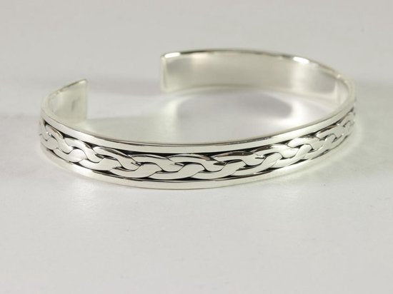 Zilveren klemarmband met kruiskabelmotief afbeelding 2