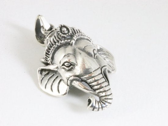 Grote zilveren Ganesha hanger afbeelding 2
