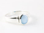 Fijne hoogglans zilveren ring met blauwe schelp afbeelding 1